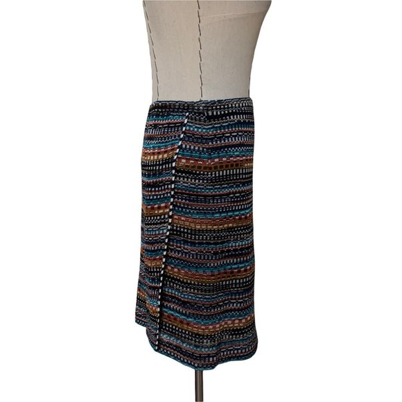 Vintage 80s Missoni Orange Label Knit Stripe Chevron Wrap Skirt sz 40 Small - Picture 4 of 12